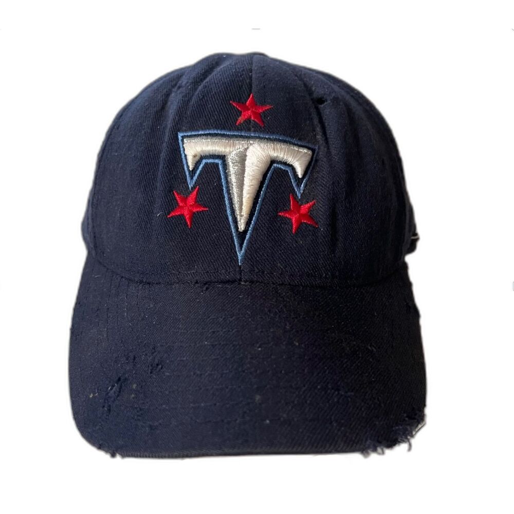 1990s Vintage NFL Tennessee Titans Flaming Thumbtack Logo Baseball Cap Hat 7 3/4